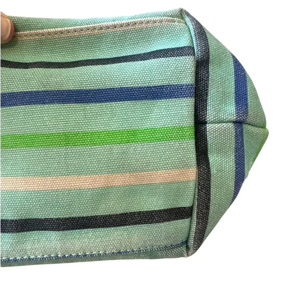 Tory Burch Stacked T Striped‎ Canvas Tote Bag